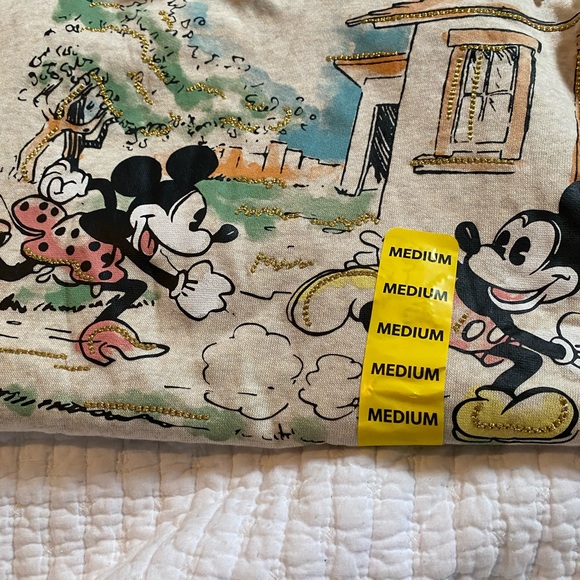 NWTS Disney Mickey & Minnie Character Graphic Hoodie - Cream - Picture 11 of 16